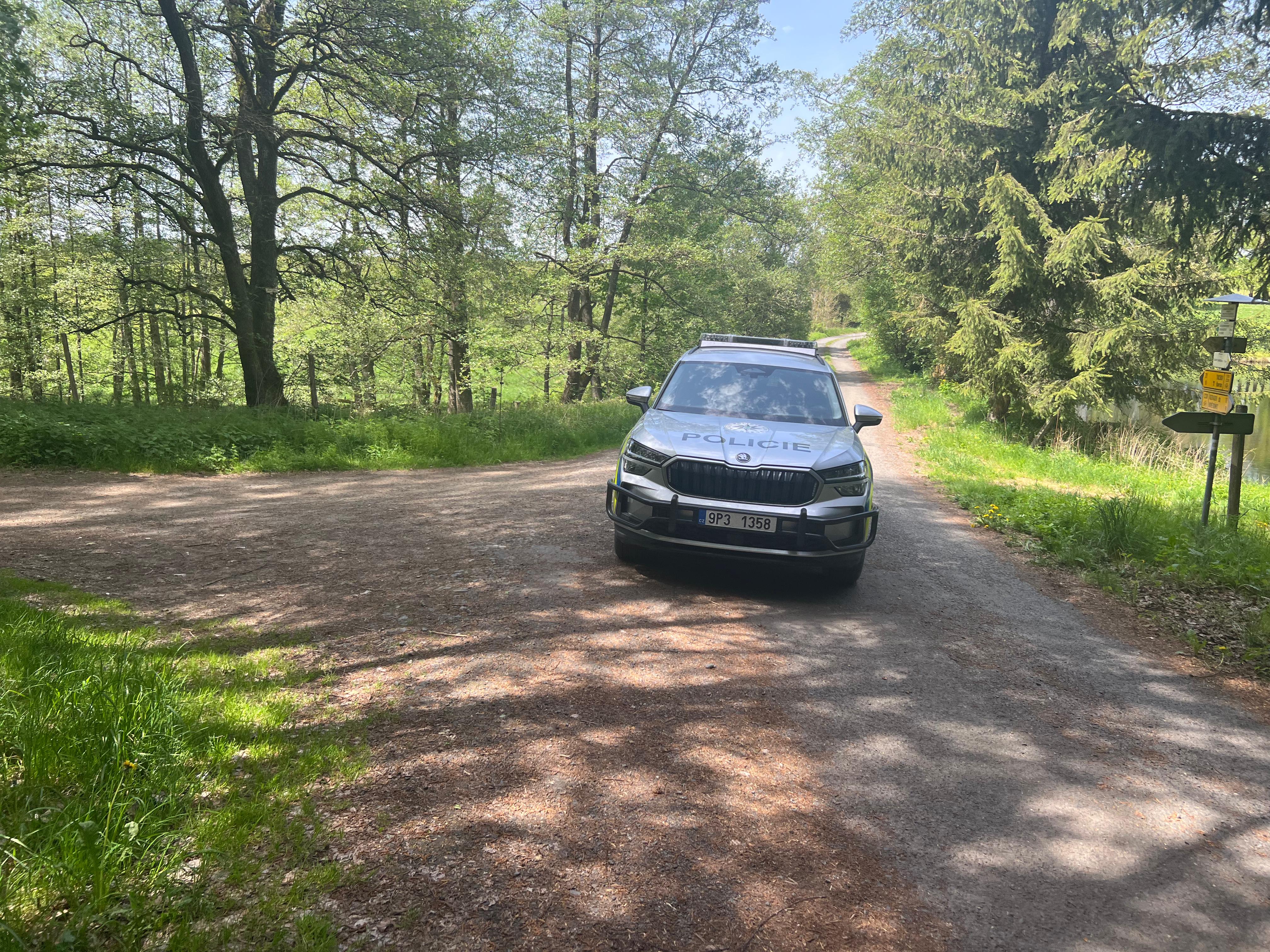 policejní auto během kontroly