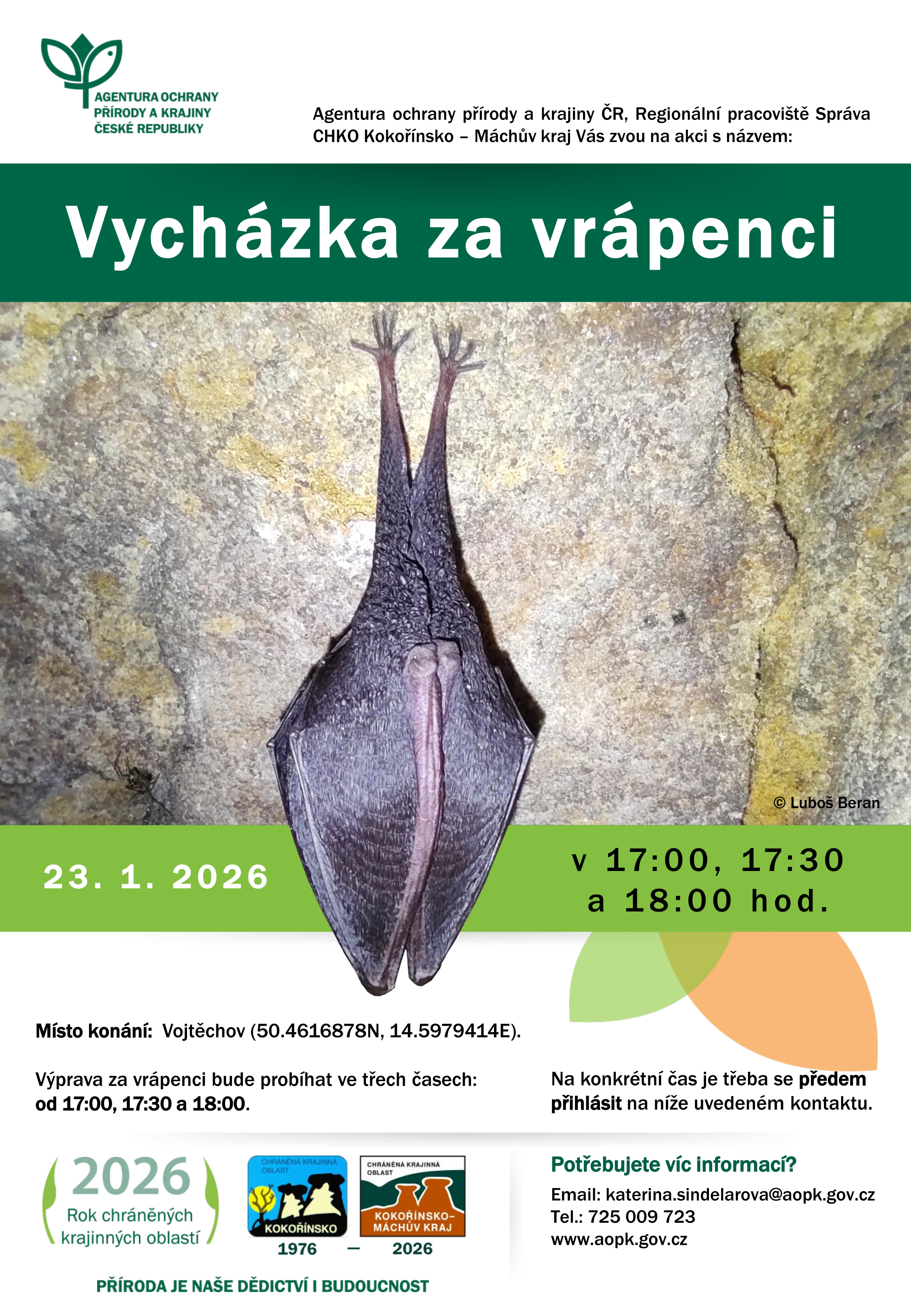 Pozvánka na Vycházku za vrápenci do Vojtěchova.